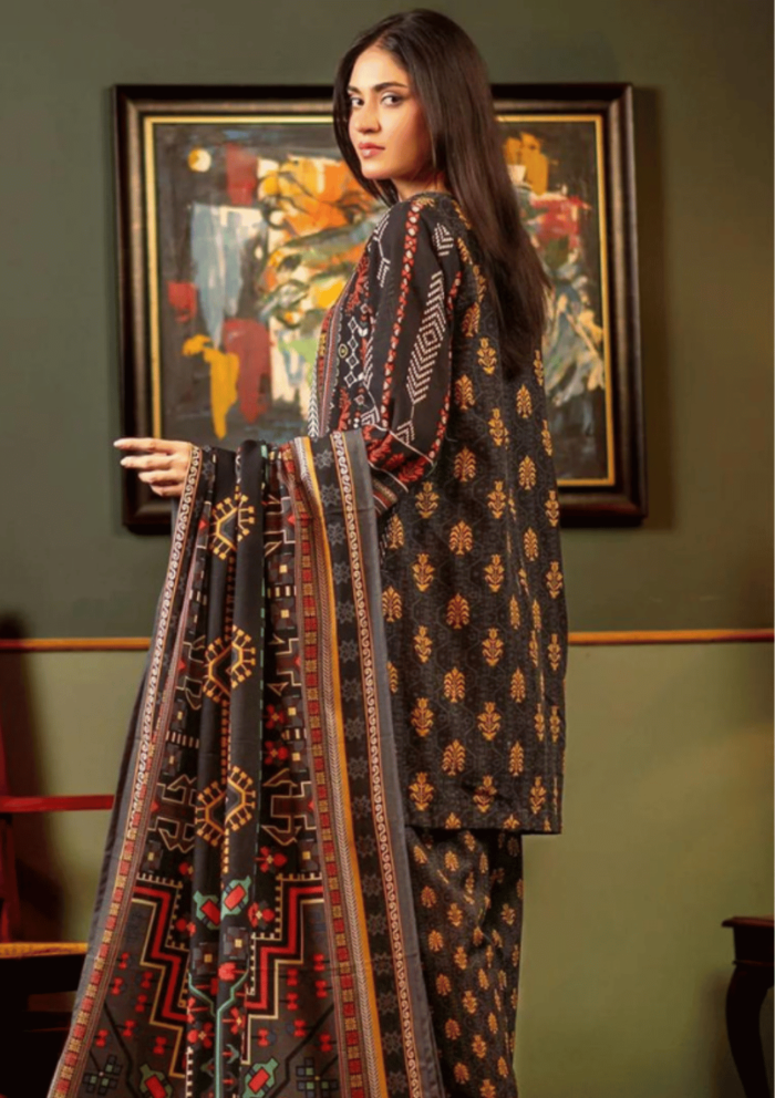 Popular Style Printed Khaddar Suits Unstitched 3 Piece AT01 Women Collection - Image 2