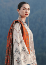 Hussain Rehar Embroidered Khaddar Suits Unstitched 3 Piece AT03 Almas - Winter Collection - Image 4